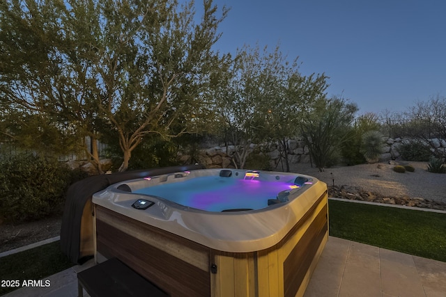 8768 E Granite Pass Rd, Scottsdale, AZ 85266 - view of patio / terrace featuring a hot tub