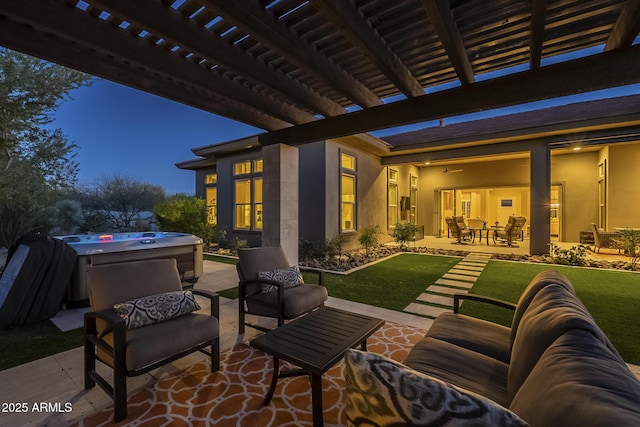 8768 E Granite Pass Rd, Scottsdale, AZ 85266 - view of patio / terrace with an outdoor living space and a pergola