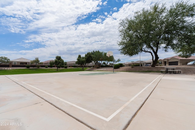 exterior space with basketball hoop