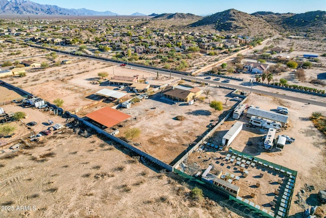 bird's eye view with a mountain view