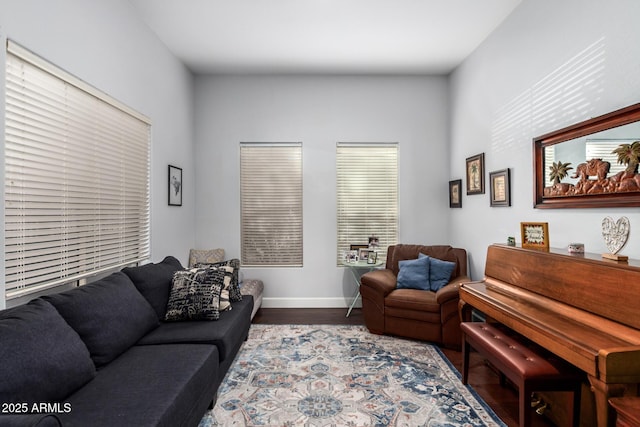 living room with hardwood / wood-style flooring