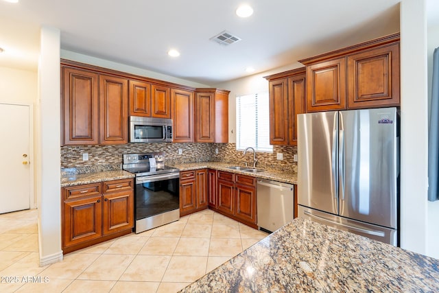 231 N Nash Way, Chandler, AZ 85225 - kitchen with a sink, backsplash, visible vents, and appliances with stainless steel finishes