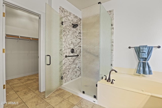 bathroom with independent shower and bath