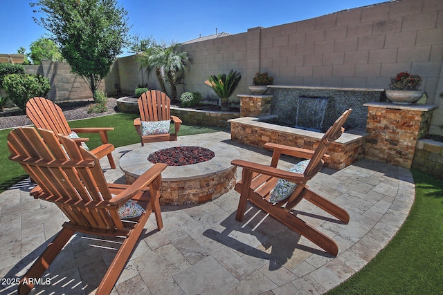 895 E Clovefield St, Gilbert, AZ 85298 - view of patio featuring an outdoor fire pit and a fenced backyard