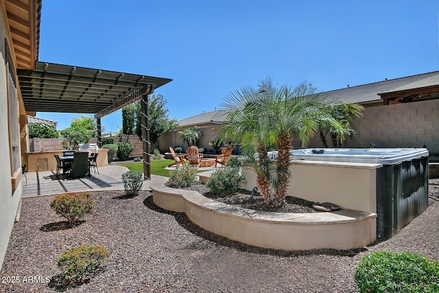 895 E Clovefield St, Gilbert, AZ 85298 - view of yard featuring a patio, a fenced backyard, and a hot tub