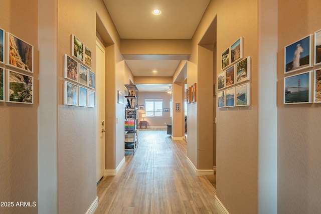 hall featuring light wood-type flooring