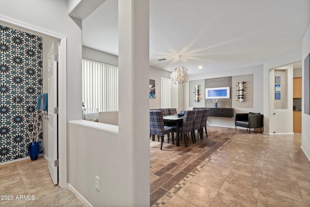 2328 W Calle Marita, Phoenix, AZ 85085 - dining room featuring baseboards, tile patterned flooring, a chandelier, and recessed lighting