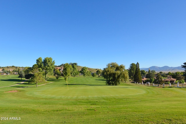 view of property's community featuring a mountain view and a yard