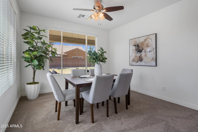 7616 S Sorrell Ln, Gilbert, AZ 85298 - dining room with carpet flooring and ceiling fan
