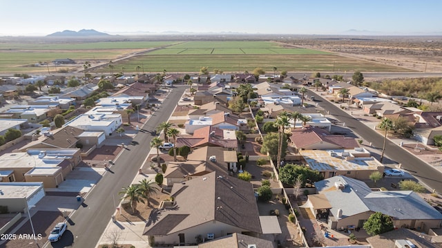 drone / aerial view featuring a mountain view