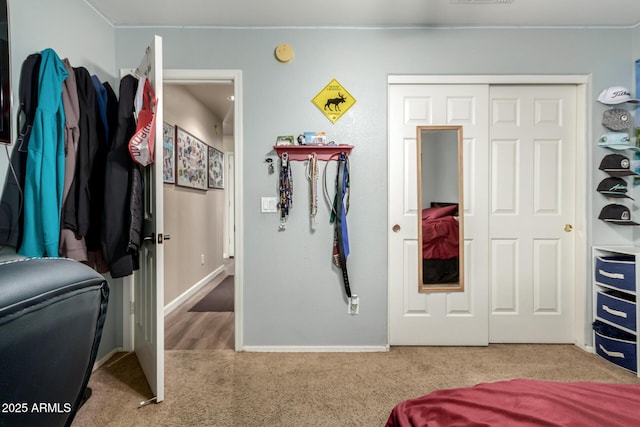 carpeted bedroom featuring a closet