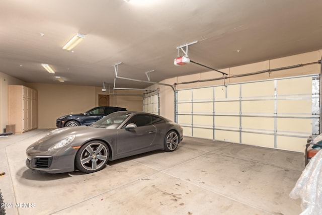 garage with a garage door opener