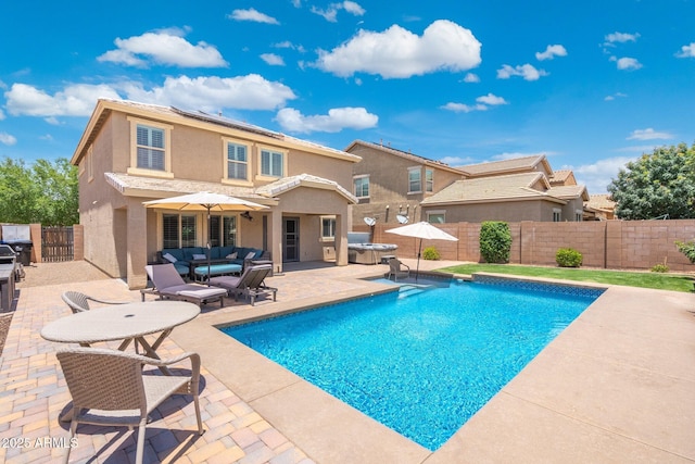 2185 E Gillcrest Rd, Gilbert, AZ 85298 - view of pool featuring a fenced backyard, an outdoor hangout area, and a patio