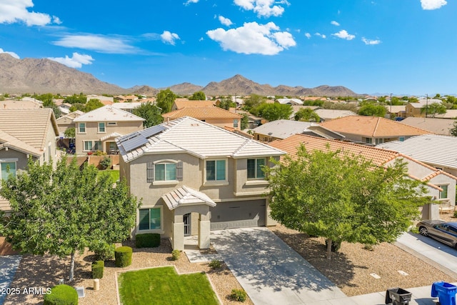2185 E Gillcrest Rd, Gilbert, AZ 85298 - view of front of property featuring a residential view, a garage, stucco siding, concrete driveway, and a mountain view