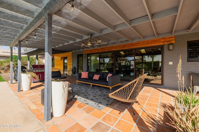 view of patio / terrace with outdoor lounge area and ceiling fan