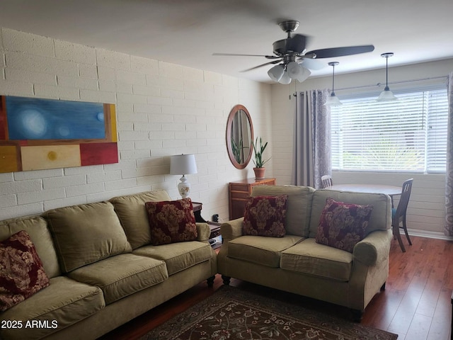 8221 E Garfield St Unit L109, Scottsdale, AZ 85257 - living area featuring a ceiling fan and wood finished floors