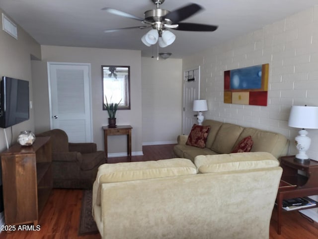8221 E Garfield St Unit L109, Scottsdale, AZ 85257 - living room featuring wood finished floors and a ceiling fan
