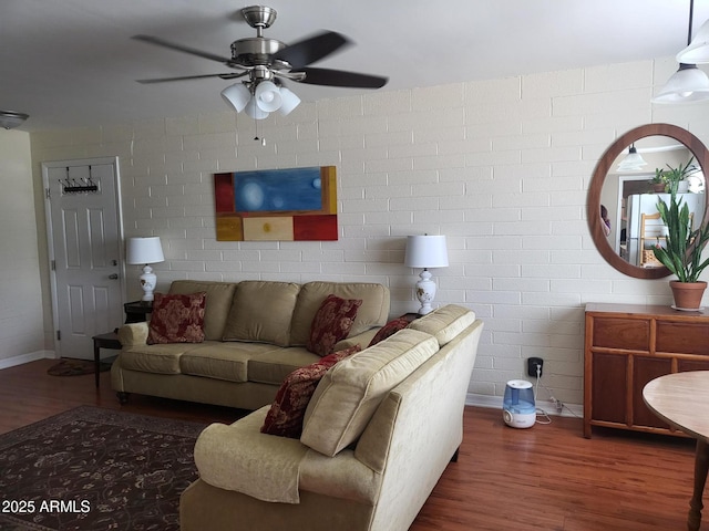 8221 E Garfield St Unit L109, Scottsdale, AZ 85257 - living area featuring wood finished floors and a ceiling fan