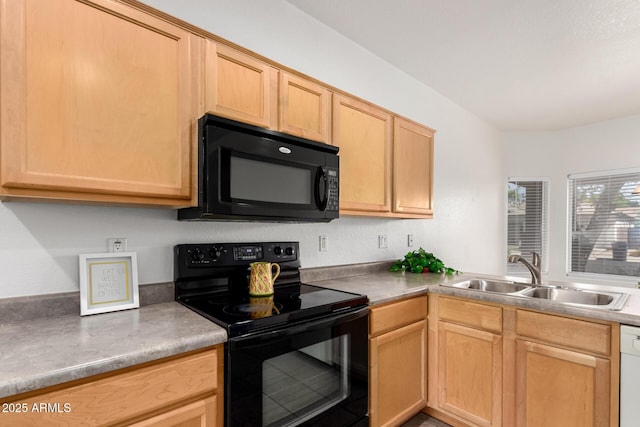 12355 W Hadley St, Avondale, AZ 85323 - kitchen with black appliances, a sink, light brown cabinets, and light countertops