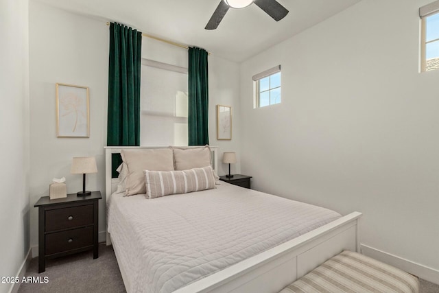 bedroom with carpet and ceiling fan