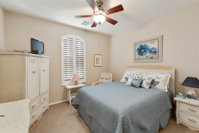 4245 E Ficus Way, Gilbert, AZ 85298 - bedroom featuring light colored carpet, ceiling fan, and baseboards