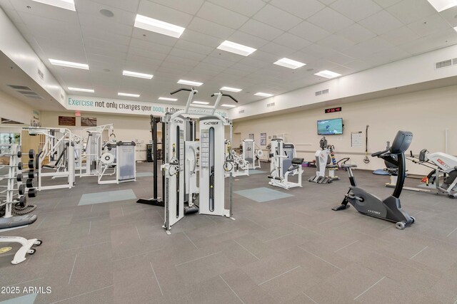 4245 E Ficus Way, Gilbert, AZ 85298 - exercise room featuring a drop ceiling