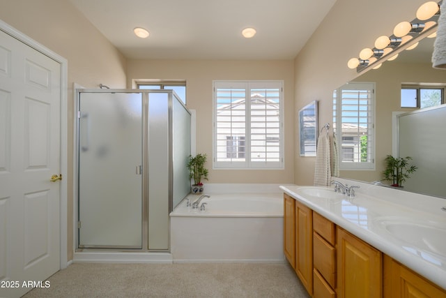 15134 W Waterford Dr, Surprise, AZ 85374 - full bath with a stall shower, a garden tub, double vanity, and a sink