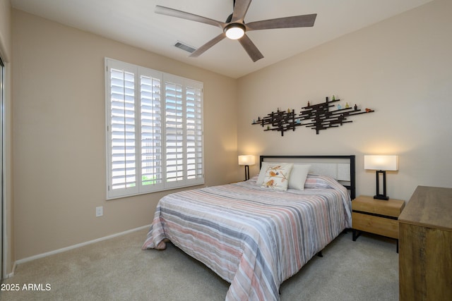 15134 W Waterford Dr, Surprise, AZ 85374 - bedroom featuring ceiling fan, visible vents, baseboards, and carpet