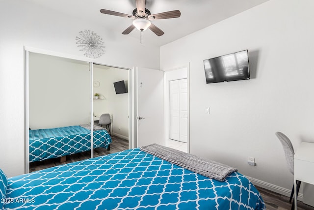 6156 W Del Rio St, Chandler, AZ 85226 - bedroom featuring wood finished floors, baseboards, and a ceiling fan