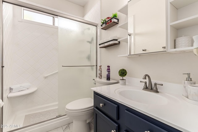 6156 W Del Rio St, Chandler, AZ 85226 - full bath with marble finish flooring, vanity, toilet, and a shower stall