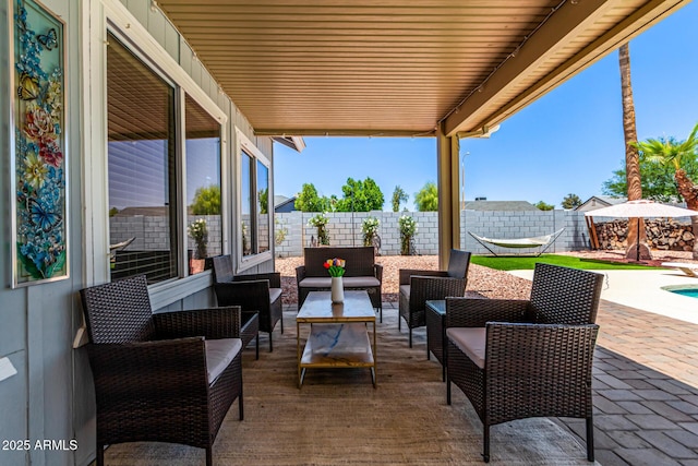6156 W Del Rio St, Chandler, AZ 85226 - fenced backyard with an outdoor living space and a patio