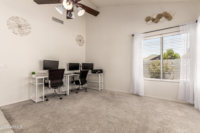 6156 W Del Rio St, Chandler, AZ 85226 - office with a ceiling fan, carpet flooring, and a high ceiling