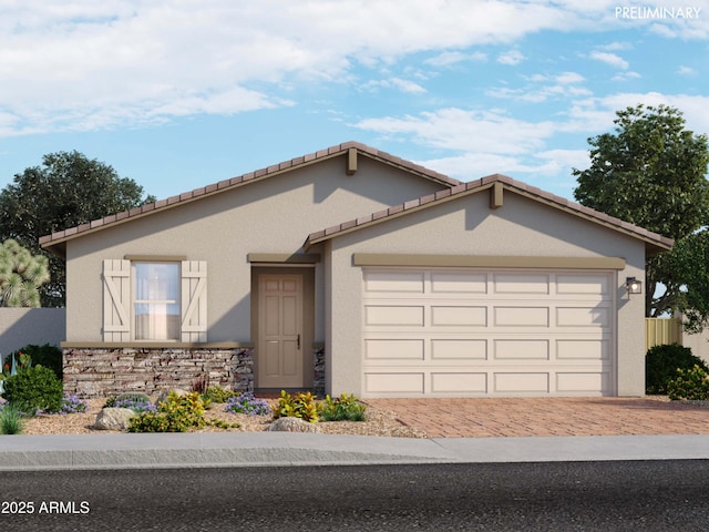 view of front facade with a garage