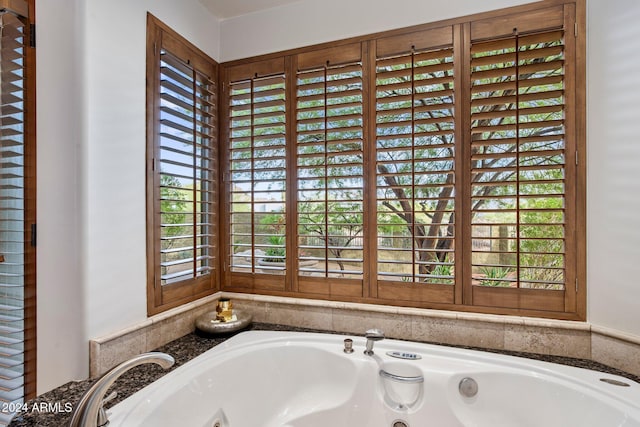 bathroom featuring a bath and a wealth of natural light