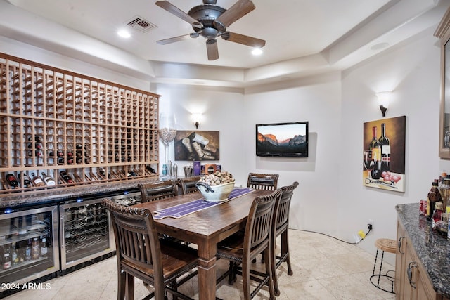 interior space with ceiling fan