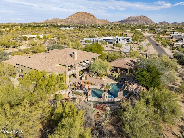 aerial view with a mountain view