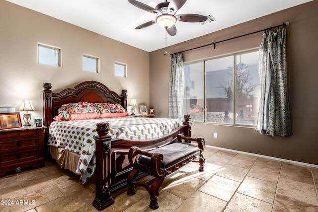 bedroom featuring ceiling fan