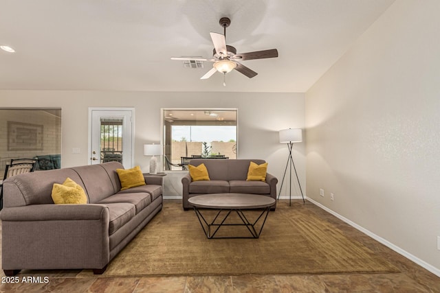 10940 E Olla Ave, Mesa, AZ 85212 - living area featuring a ceiling fan and baseboards