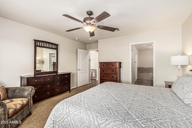 10940 E Olla Ave, Mesa, AZ 85212 - carpeted bedroom featuring ceiling fan and ensuite bathroom