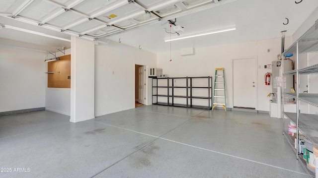 garage featuring water heater