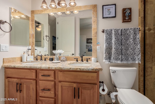 bathroom with toilet and vanity