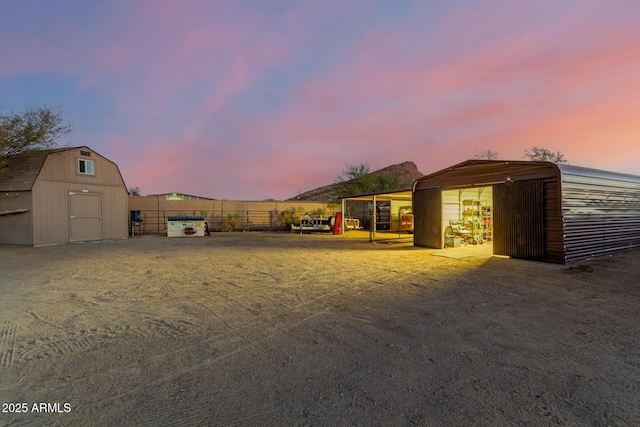 exterior space with a storage unit