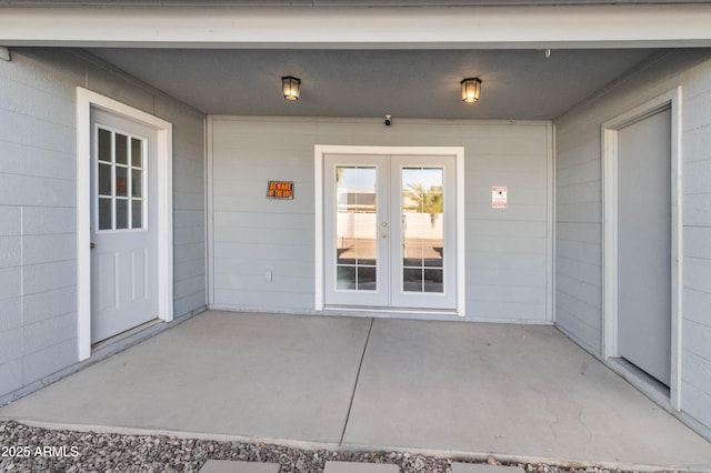 doorway to property featuring french doors