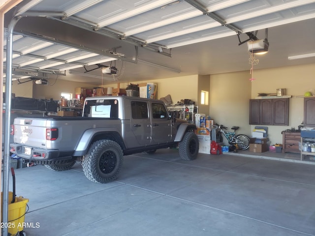 garage with a garage door opener