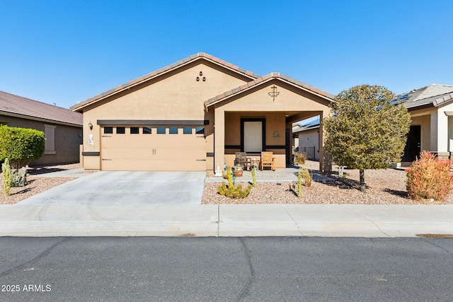 single story home with a garage