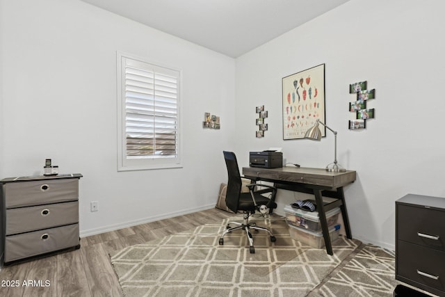 office with wood-type flooring