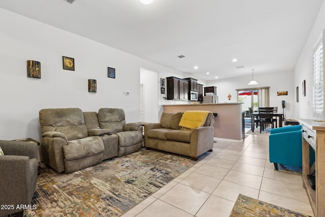 view of tiled living room