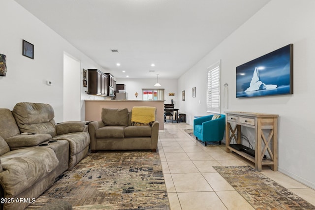 view of tiled living room