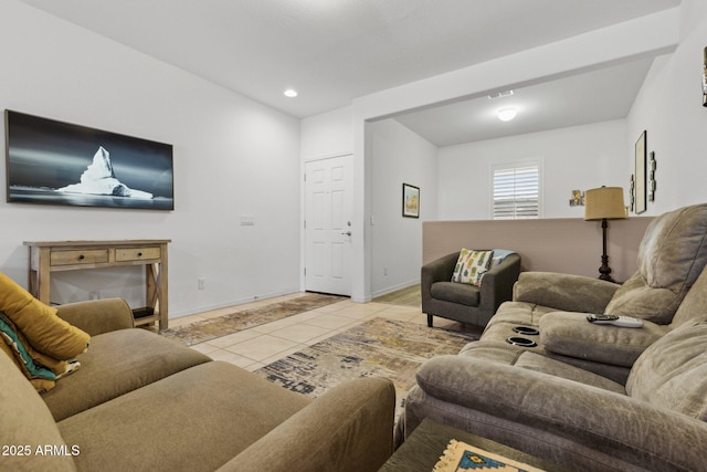 view of tiled living room