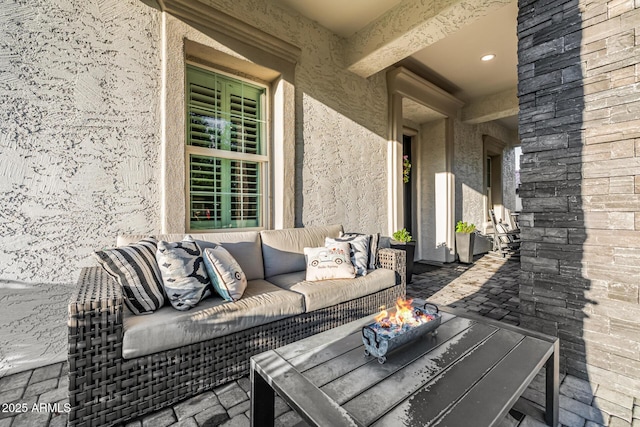 20866 W Werner Pl, Buckeye, AZ 85396 - view of patio featuring an outdoor living space with a fire pit